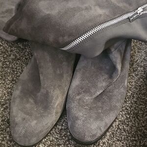 Michael Kors Grey Suede And  Fabric with Silver Zipper